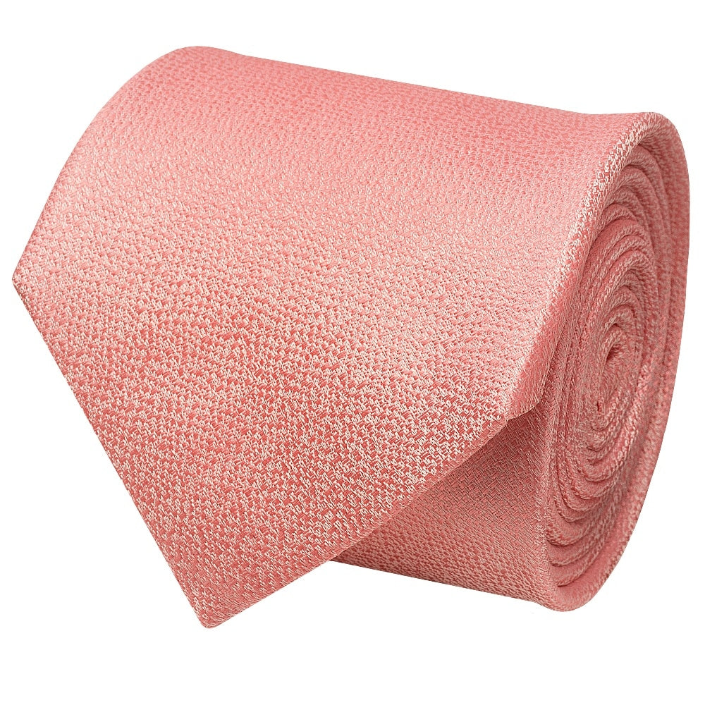 Plain Pink Textured Silk Classic Mens Tie And Pocket Square Set 3
