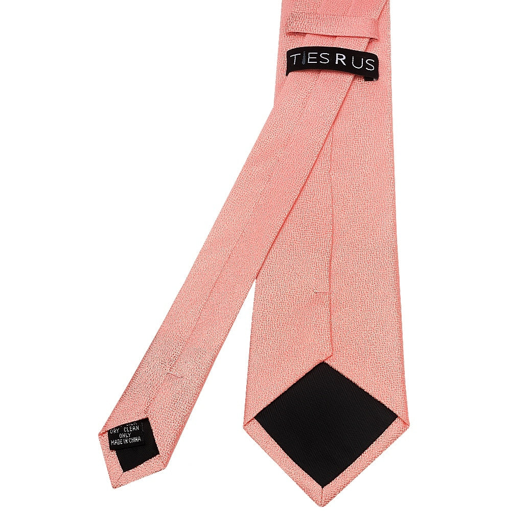 Plain Pink Textured Silk Classic Mens Tie And Pocket Square Set 4