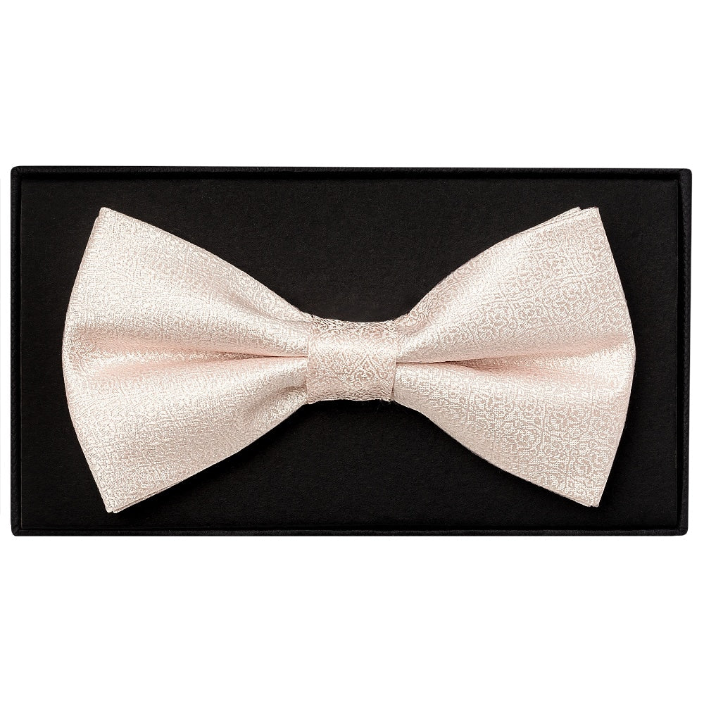 Blush Self Floral Textured Silk Mens Bow Tie And Pocket Square Set 2