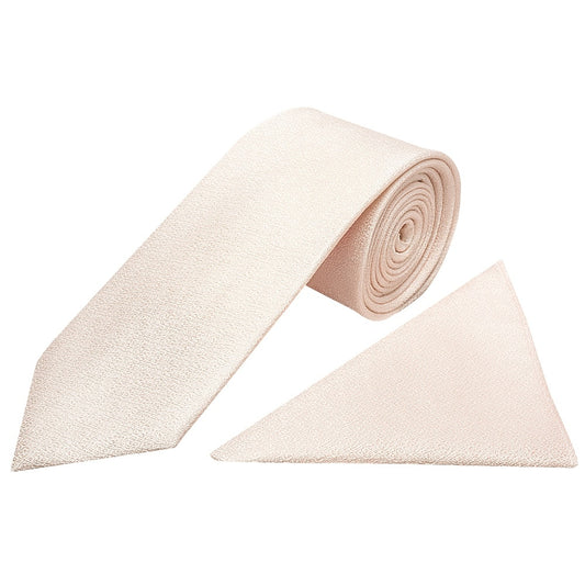 Blush Self Floral Textured Silk Classic Mens Tie And Pocket Square Set 1