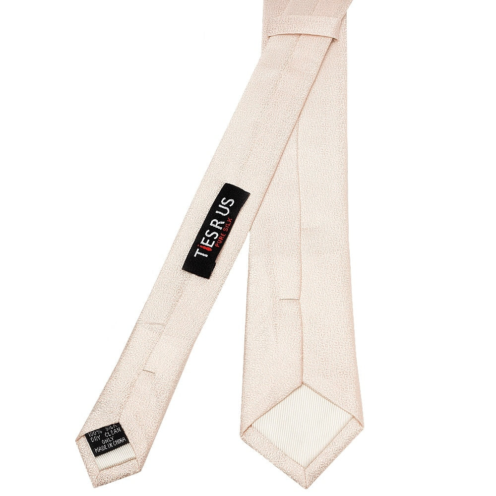 Blush Self Floral Textured Silk Skinny Boys Tie And Pocket Square Set 4