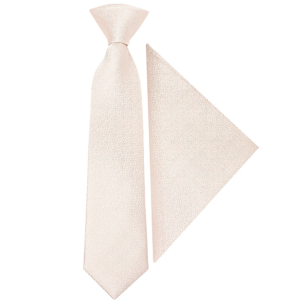 Pre Tied Blush Self Floral Textured Silk Boys Tie And Pocket Square Set Age 4 7 1