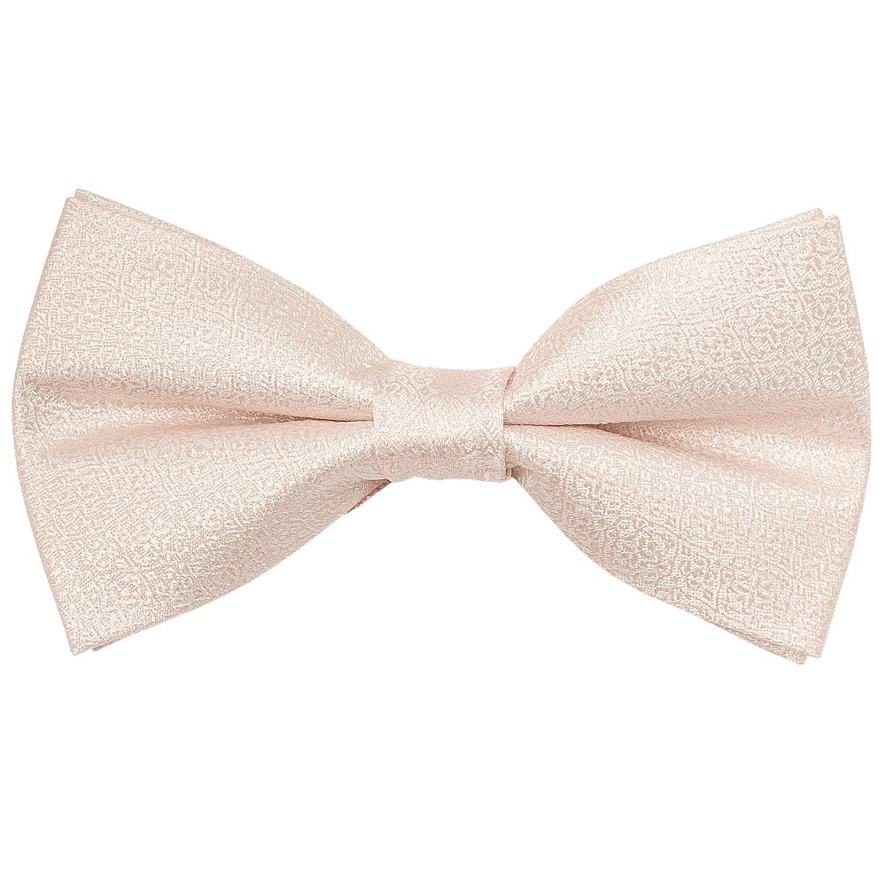 Pre Tied Blush Self Floral Textured Silk Boys Bow Tie And Pocket Square Set Age 4 7 2