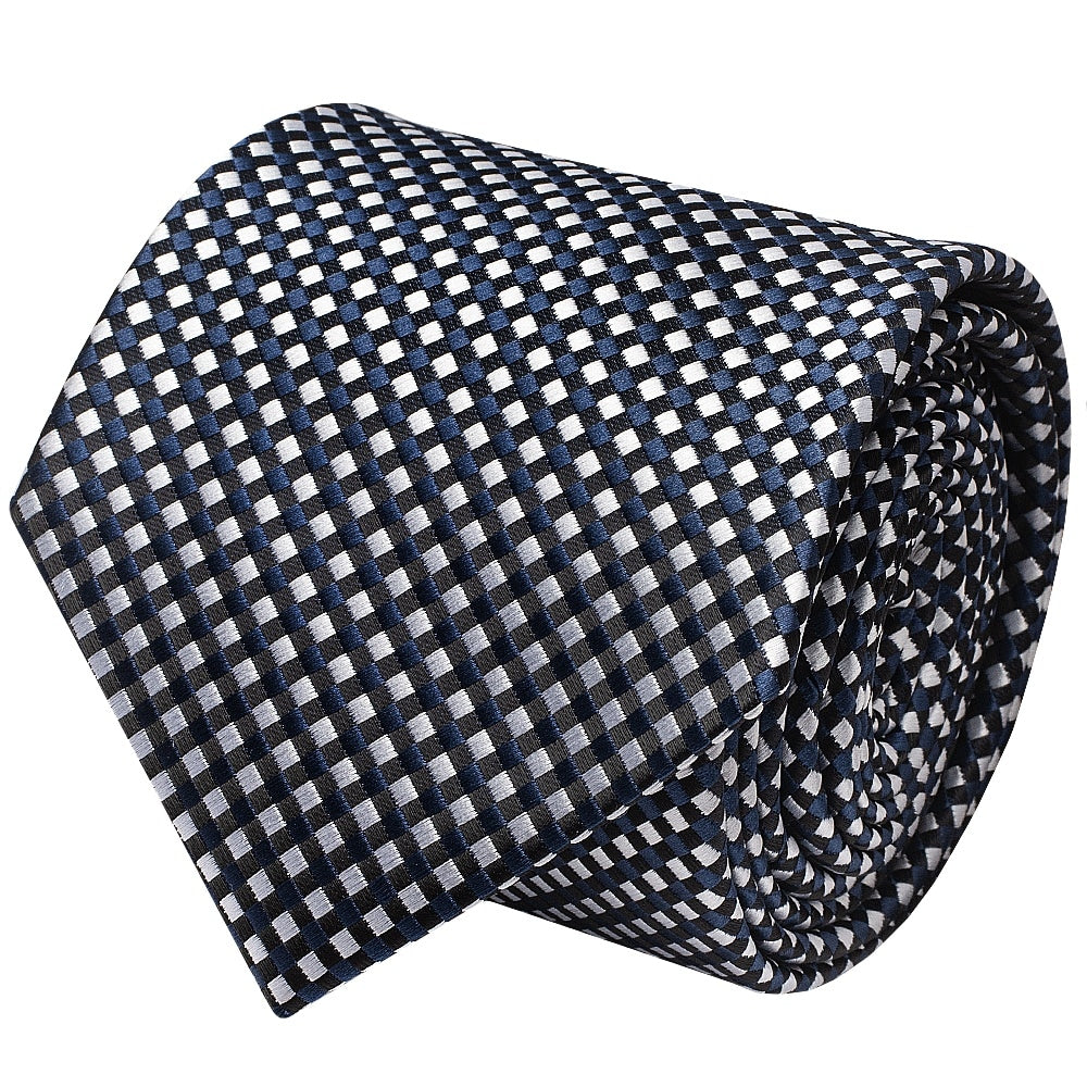 Navy Diamond Neat Classic Mens Tie And Pocket Square Set 3