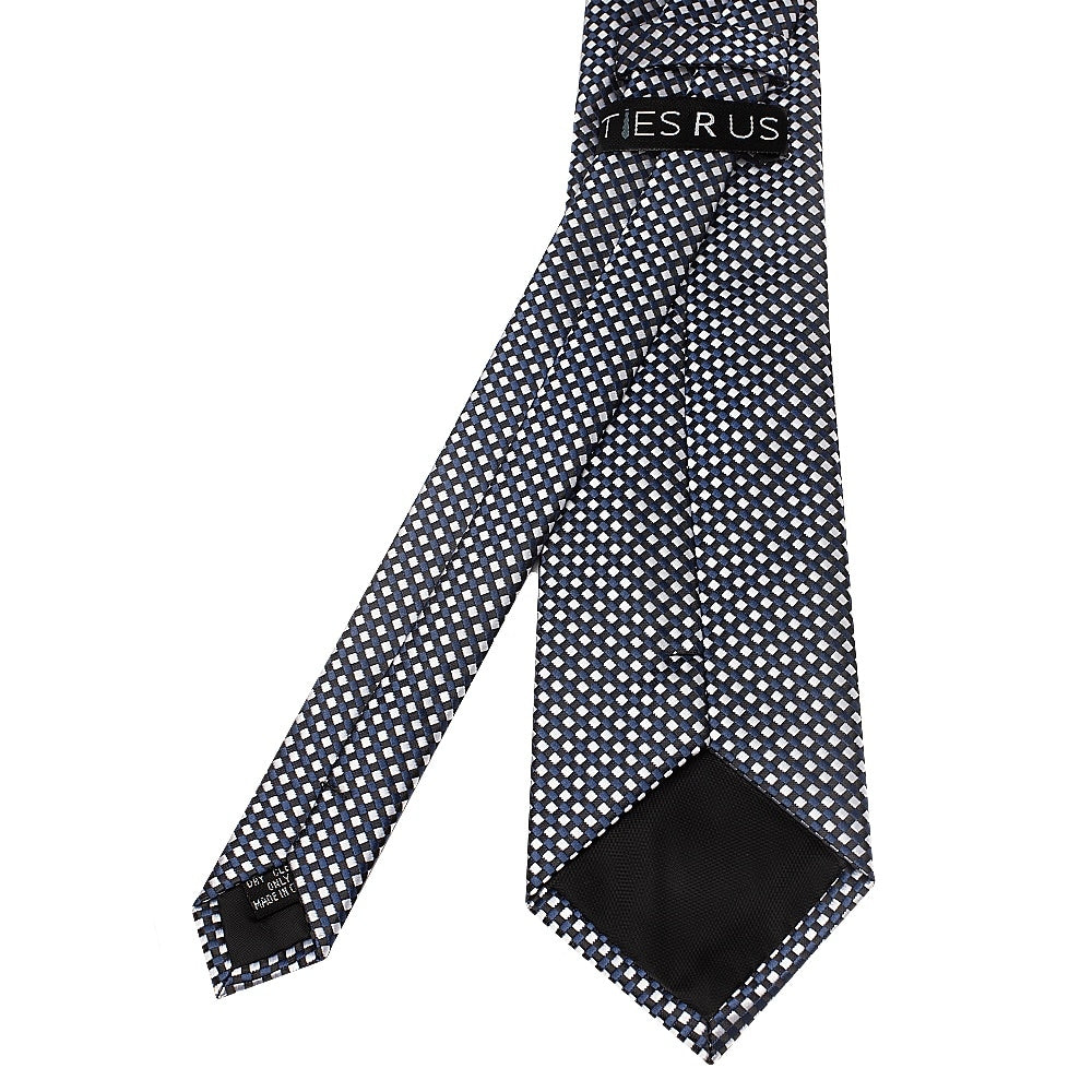 Navy Diamond Neat Classic Mens Tie And Pocket Square Set 4