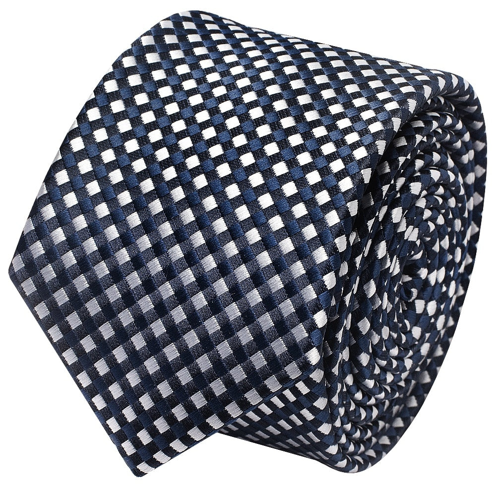 Navy Diamond Neat Skinny Mens Tie And Pocket Square Set 3