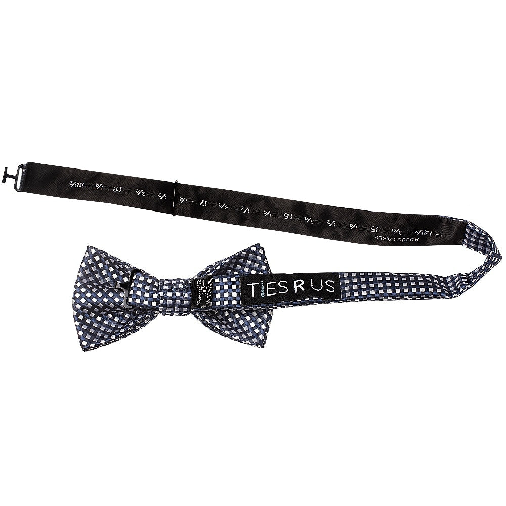Navy Diamond Neat Mens Bow Tie And Pocket Square Set 3