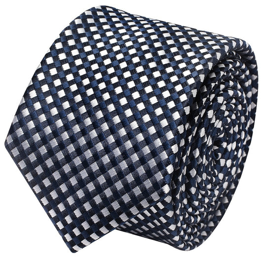 Navy Diamond Neat Skinny Mens Tie 2