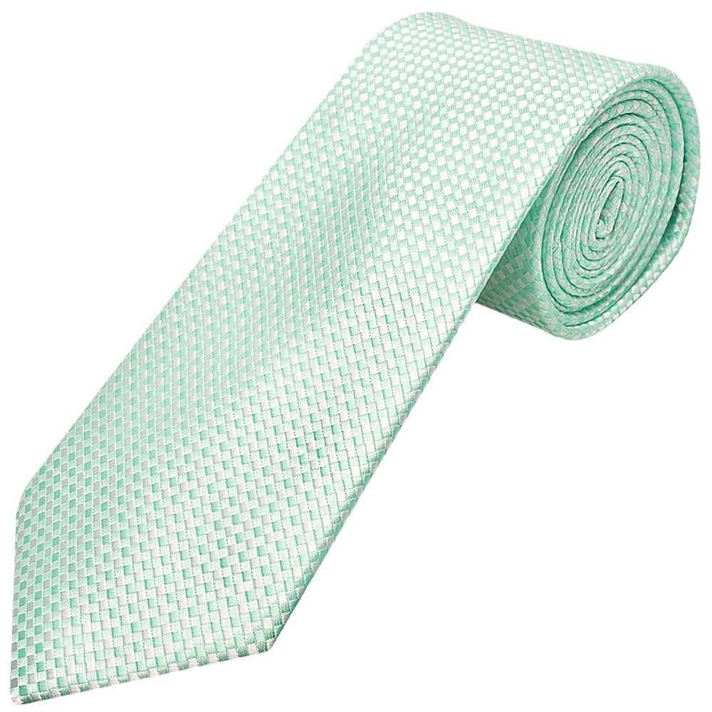 Mint Green Diamond Neat Classic Mens Tie And Pocket Square Set 2