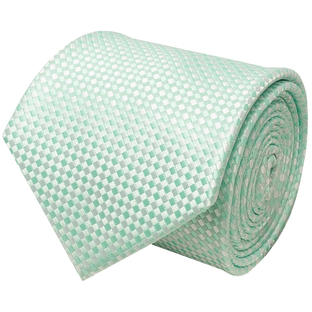 Mint Green Diamond Neat Classic Mens Tie And Pocket Square Set 3