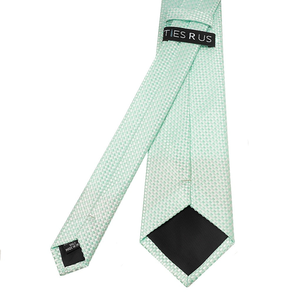 Mint Green Diamond Neat Classic Mens Tie And Pocket Square Set 4