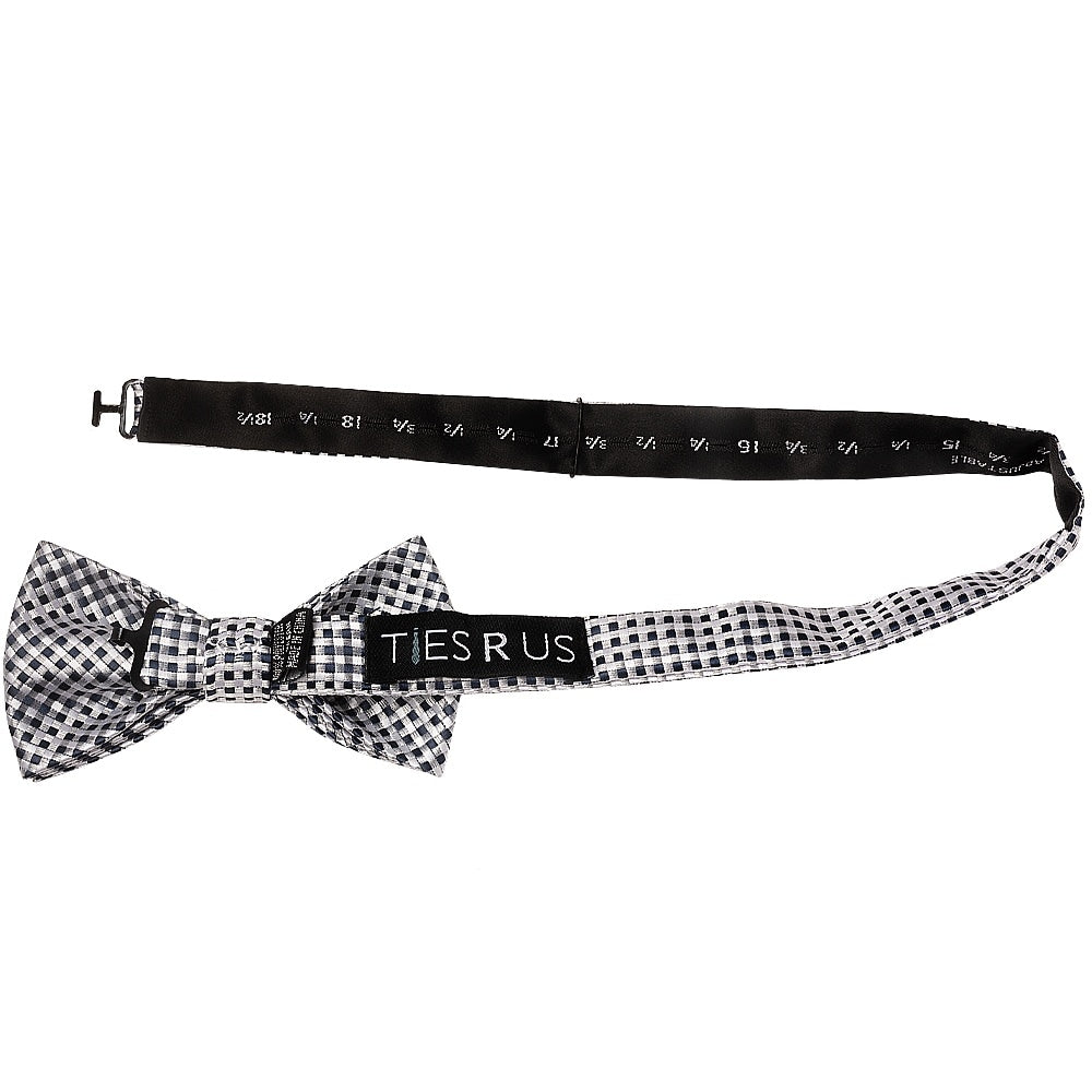 Silver Diamond Neat Mens Bow Tie and Pocket Square Set