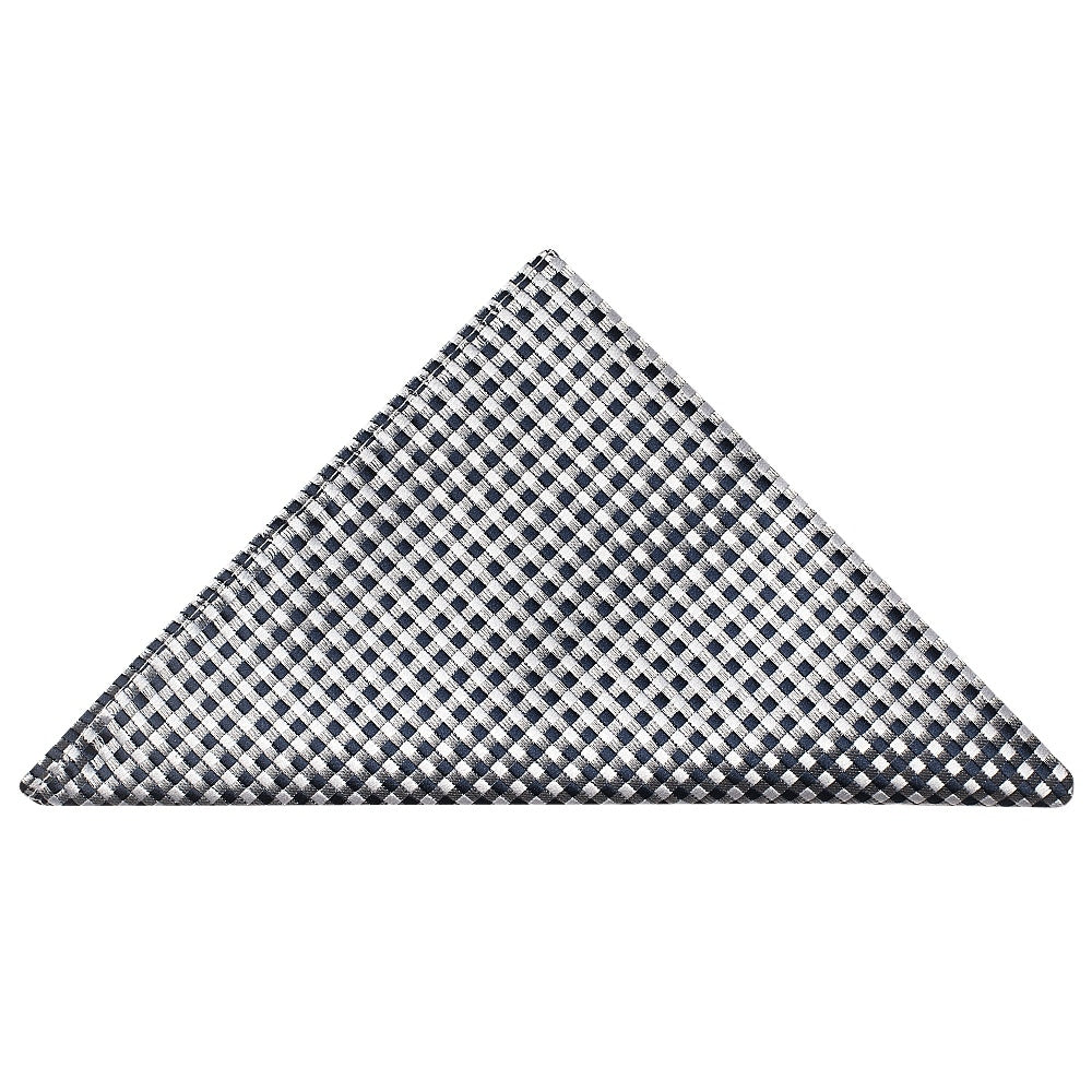 Silver Diamond Neat Mens Bow Tie And Pocket Square Set 4