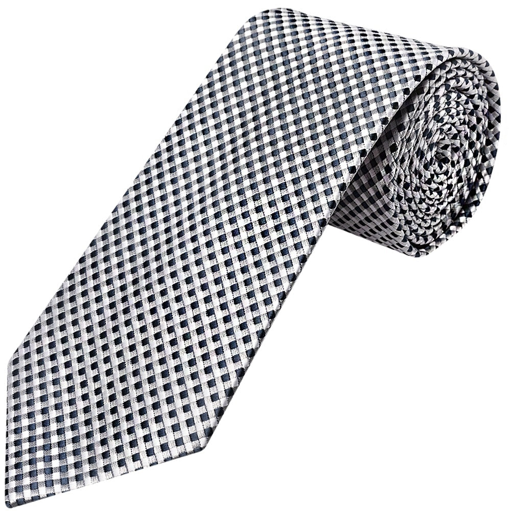 Silver Diamond Neat Classic Mens Tie And Pocket Square Set 2