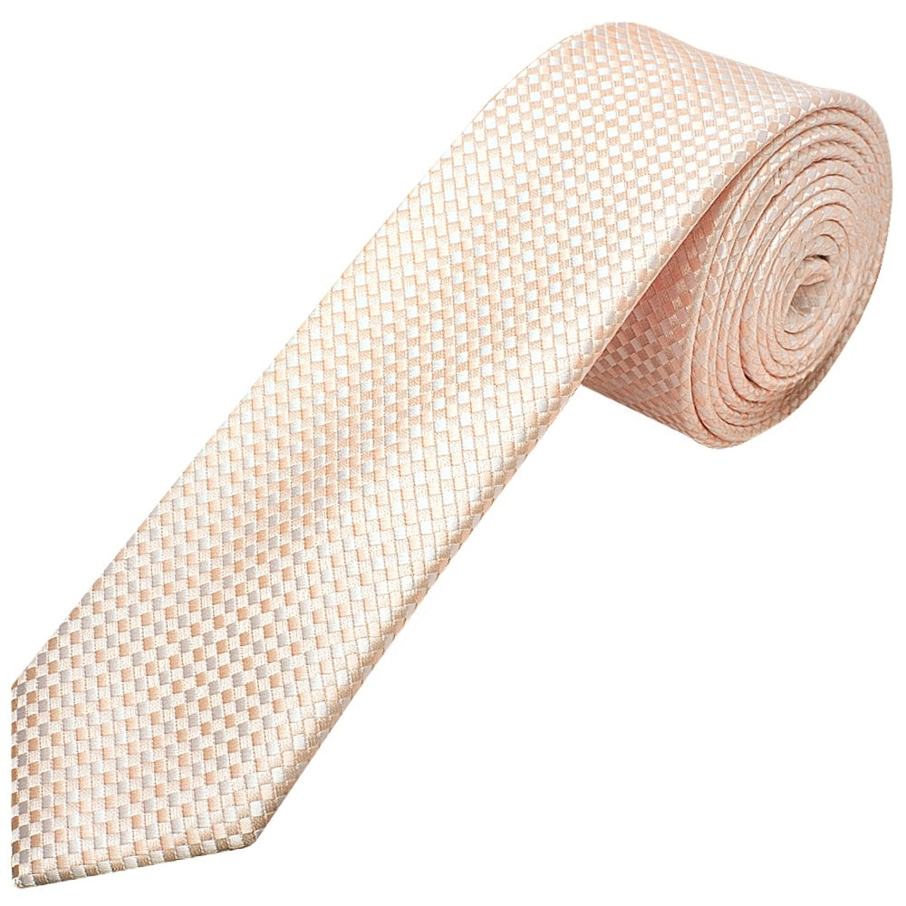 Blush Diamond Neat Skinny Mens Tie And Pocket Square Set 2