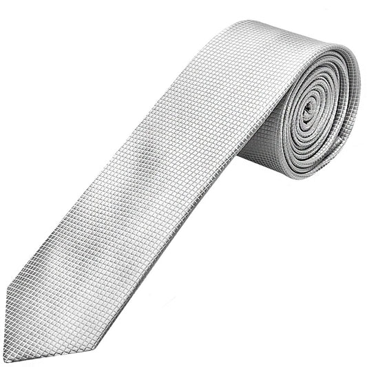 Silver Diamond Satin Skinny Boys Tie And Pocket Square Set 2