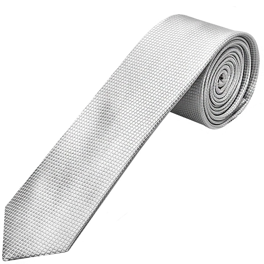 Silver Diamond Satin Skinny Boys Tie