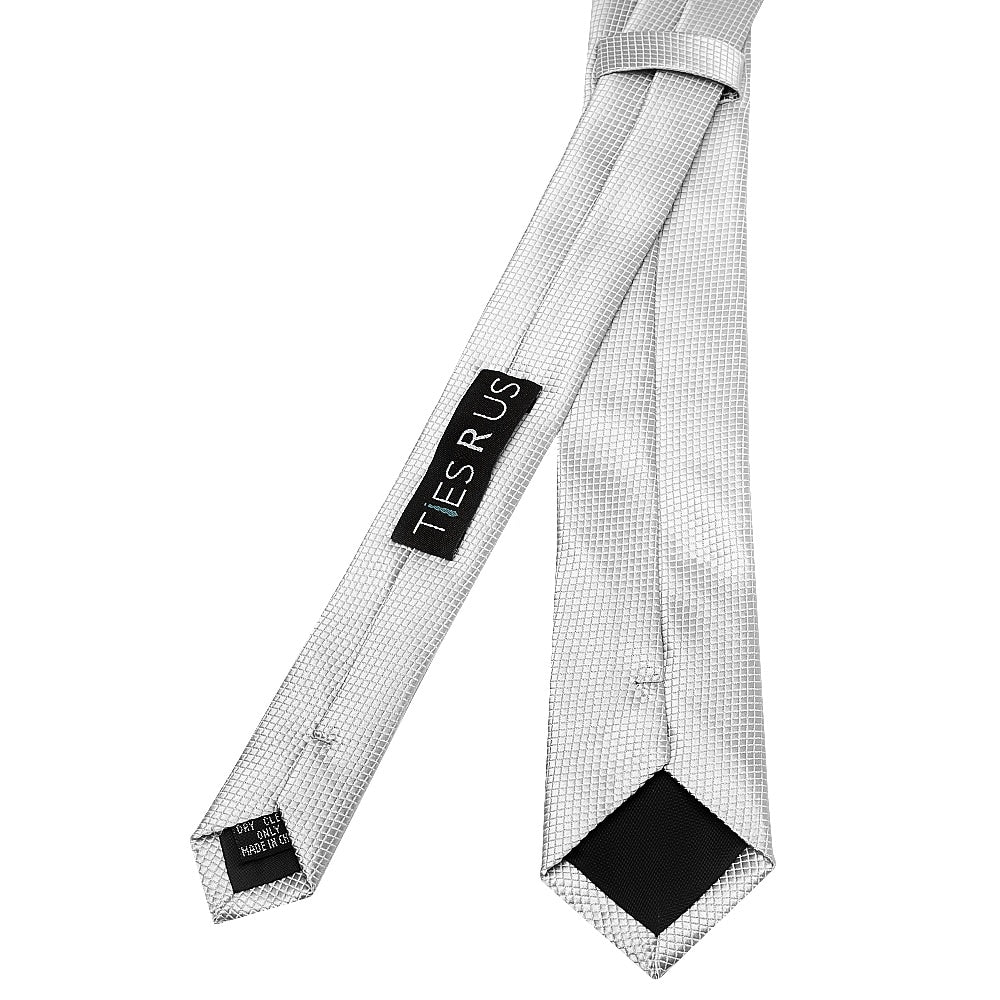 Silver Diamond Satin Skinny Boys Tie