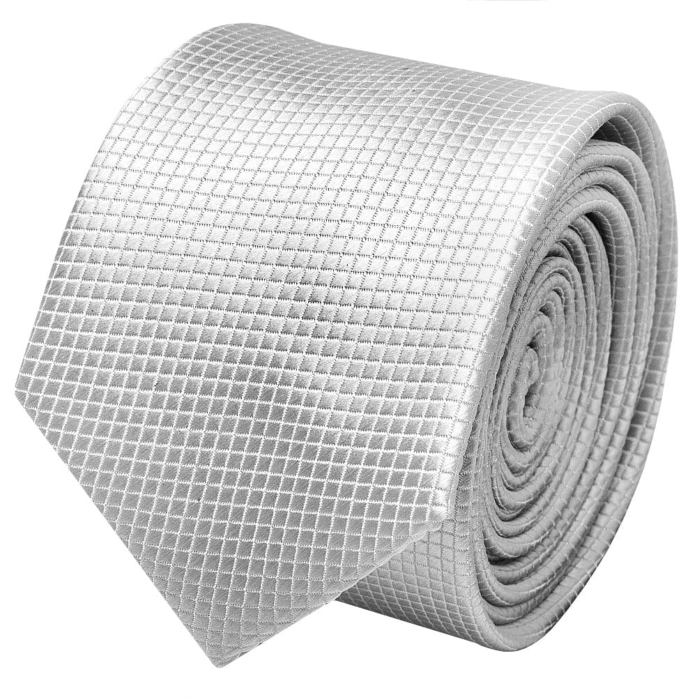 Silver Diamond Skinny Mens Tie 2