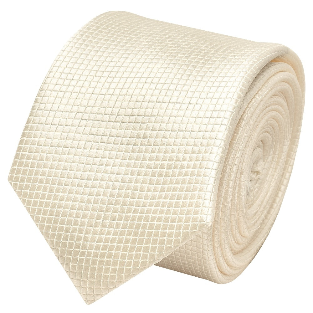 Ivory Diamond Skinny Mens Tie And Pocket Square Set 3