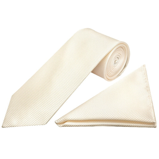 Ivory Diamond Classic Mens Tie and Pocket Square Set