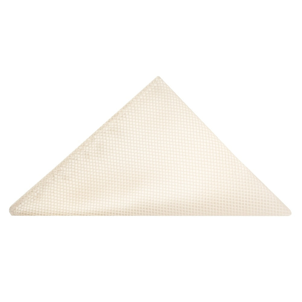 Ivory Diamond Satin Skinny Boys Tie And Pocket Square Set 5