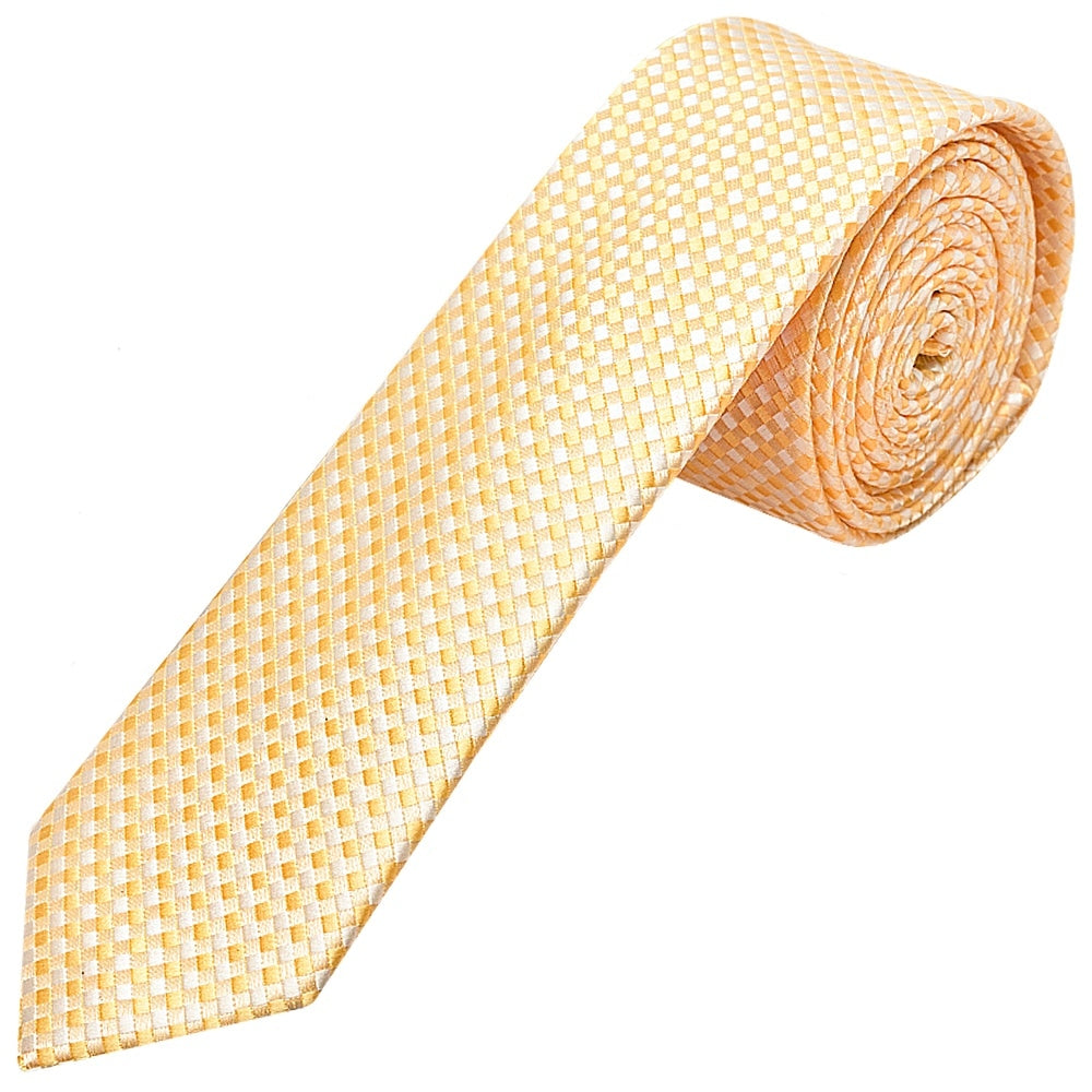 Gold Diamond Neat Skinny Boys Tie And Pocket Square Set 2