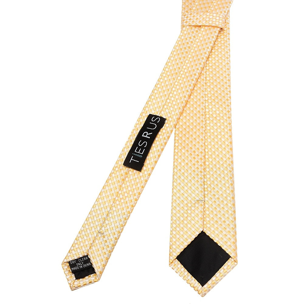 Gold Diamond Neat Skinny Boys Tie And Pocket Square Set 4