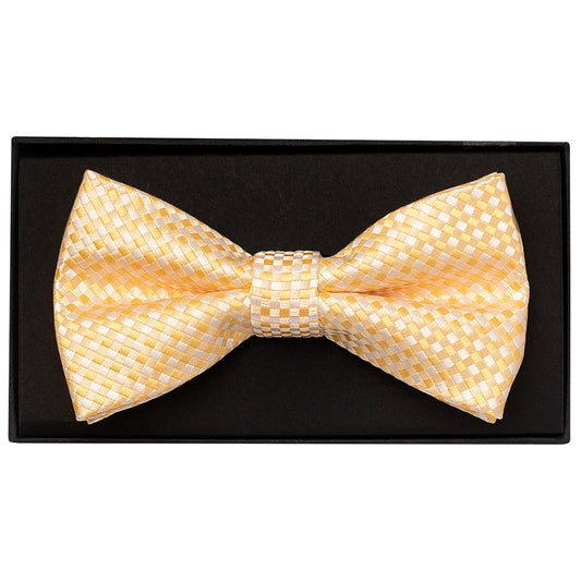 Gold Diamond Neat Mens Bow Tie and Pocket Square Set