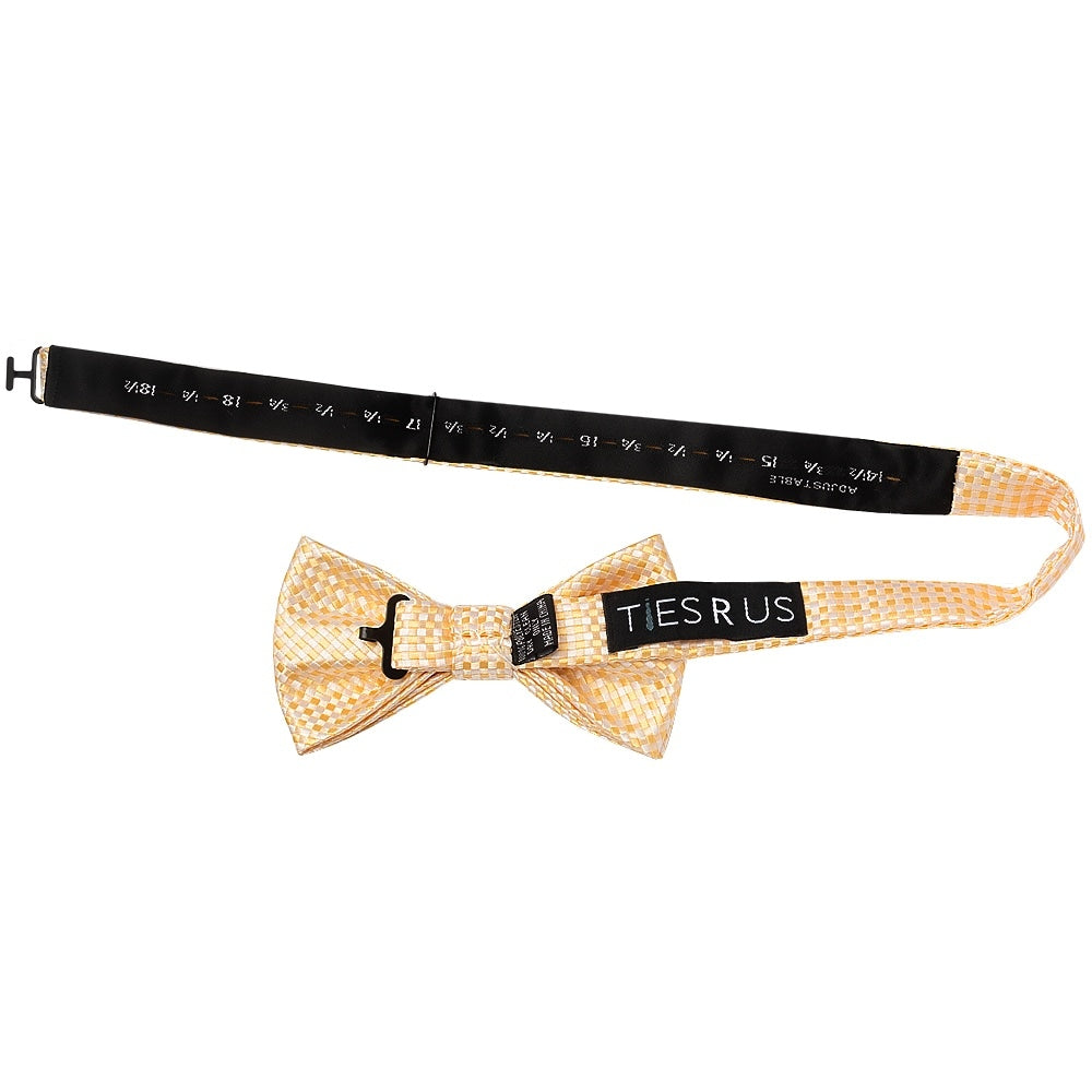 Gold Diamond Neat Mens Bow Tie And Pocket Square Set 3
