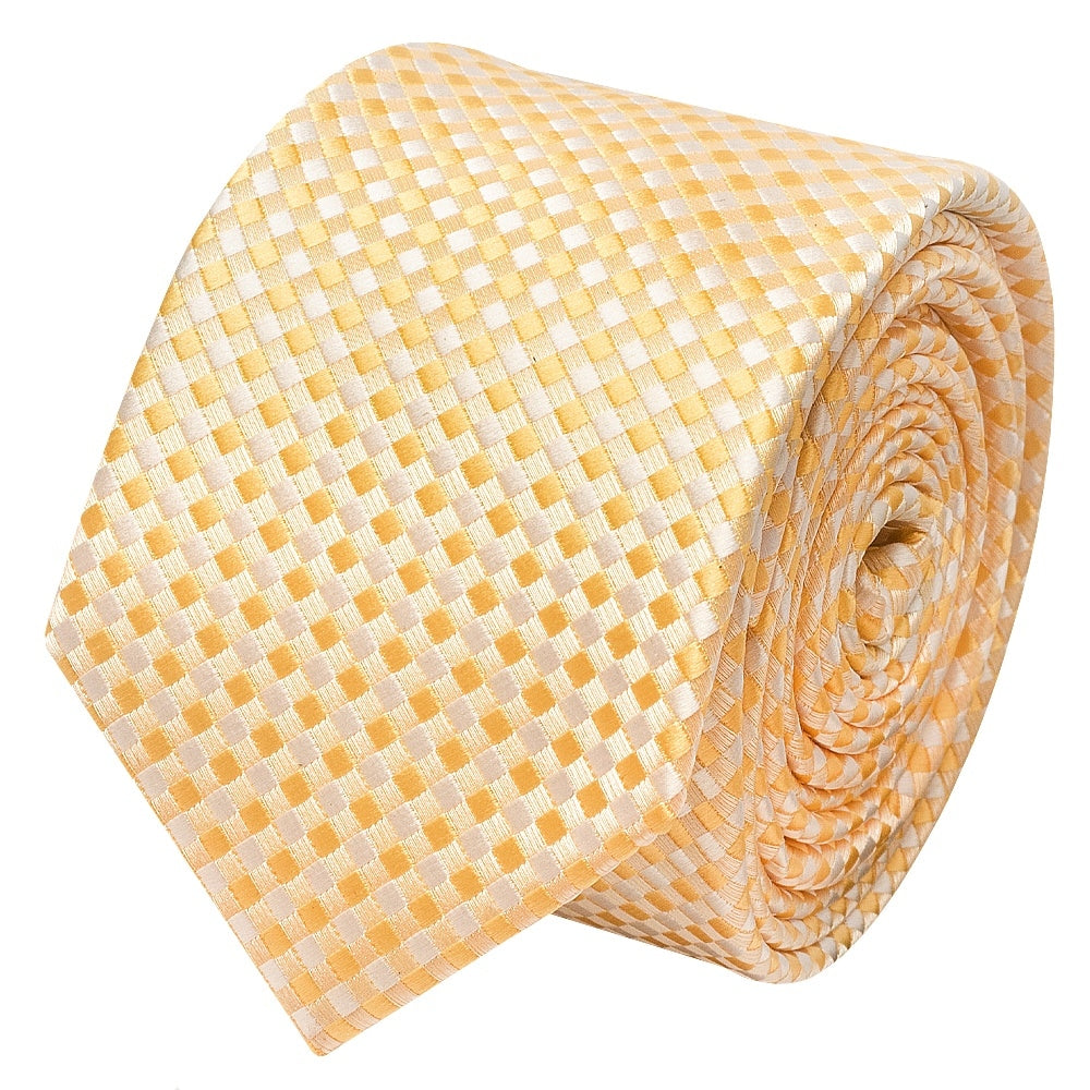 Gold Diamond Neat Skinny Mens Tie And Pocket Square Set 3
