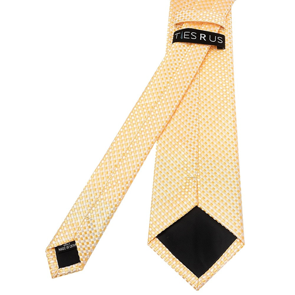 Gold Diamond Neat Classic Mens Tie and Pocket Square Set