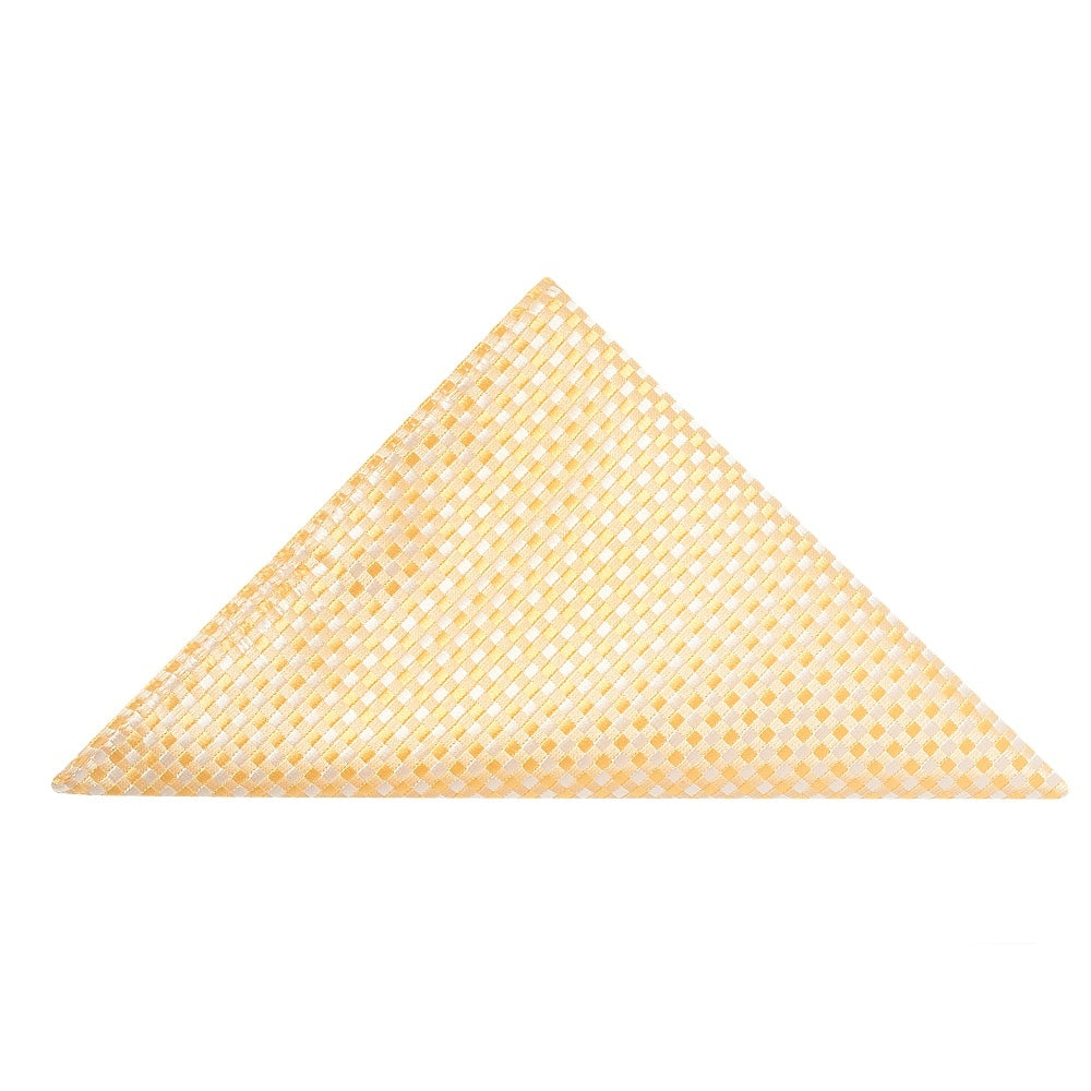 Gold Diamond Neat Classic Mens Tie and Pocket Square Set