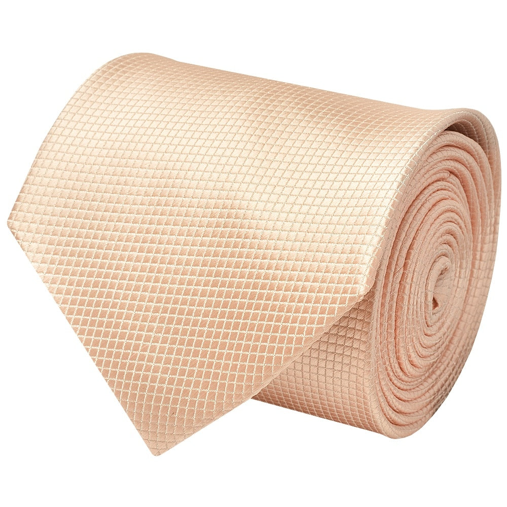 Light Peach Diamond Classic Mens Tie And Pocket Square Set 3