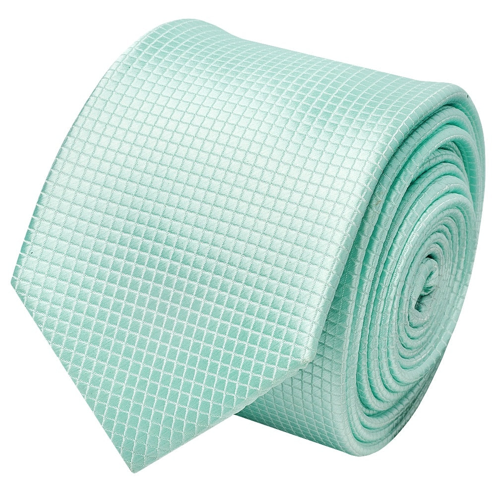 Mint Diamond Skinny Mens Tie And Pocket Square Set 3
