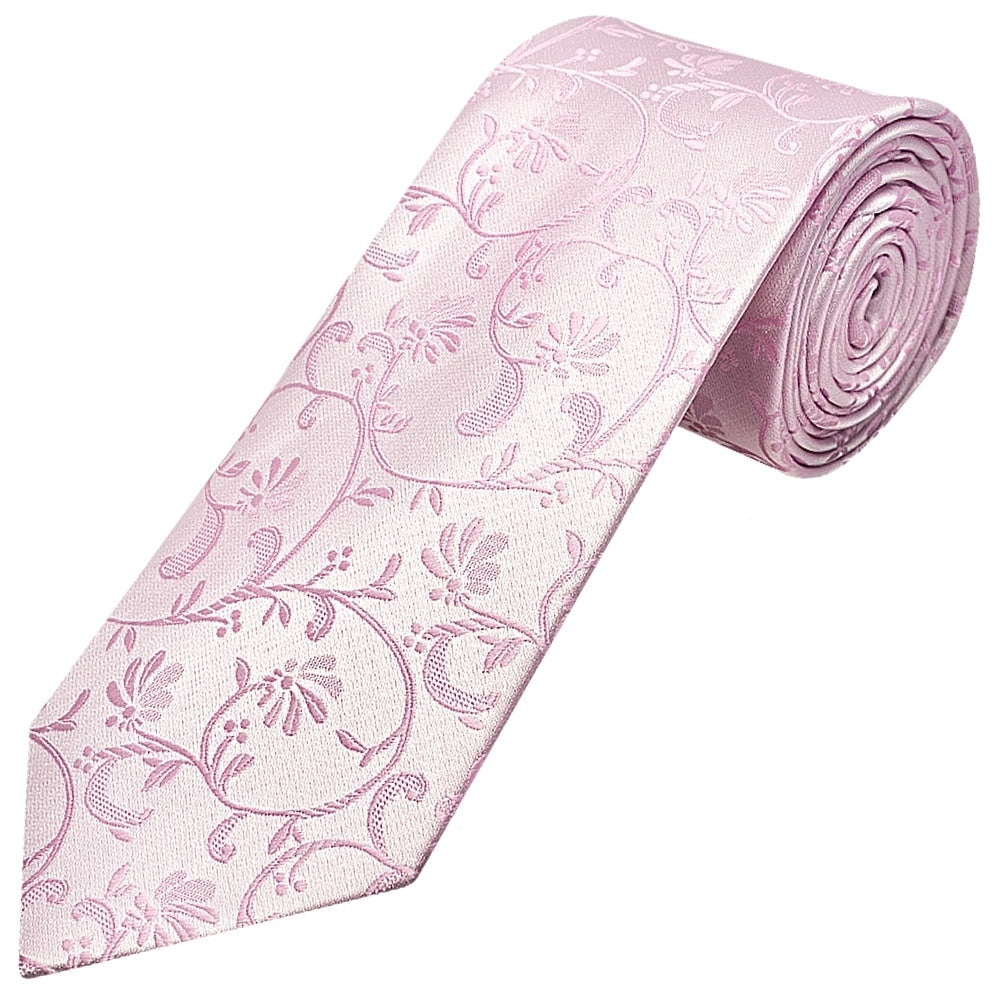 Light Dusty Pink Floral Classic Mens Tie And Pocket Square Set 2