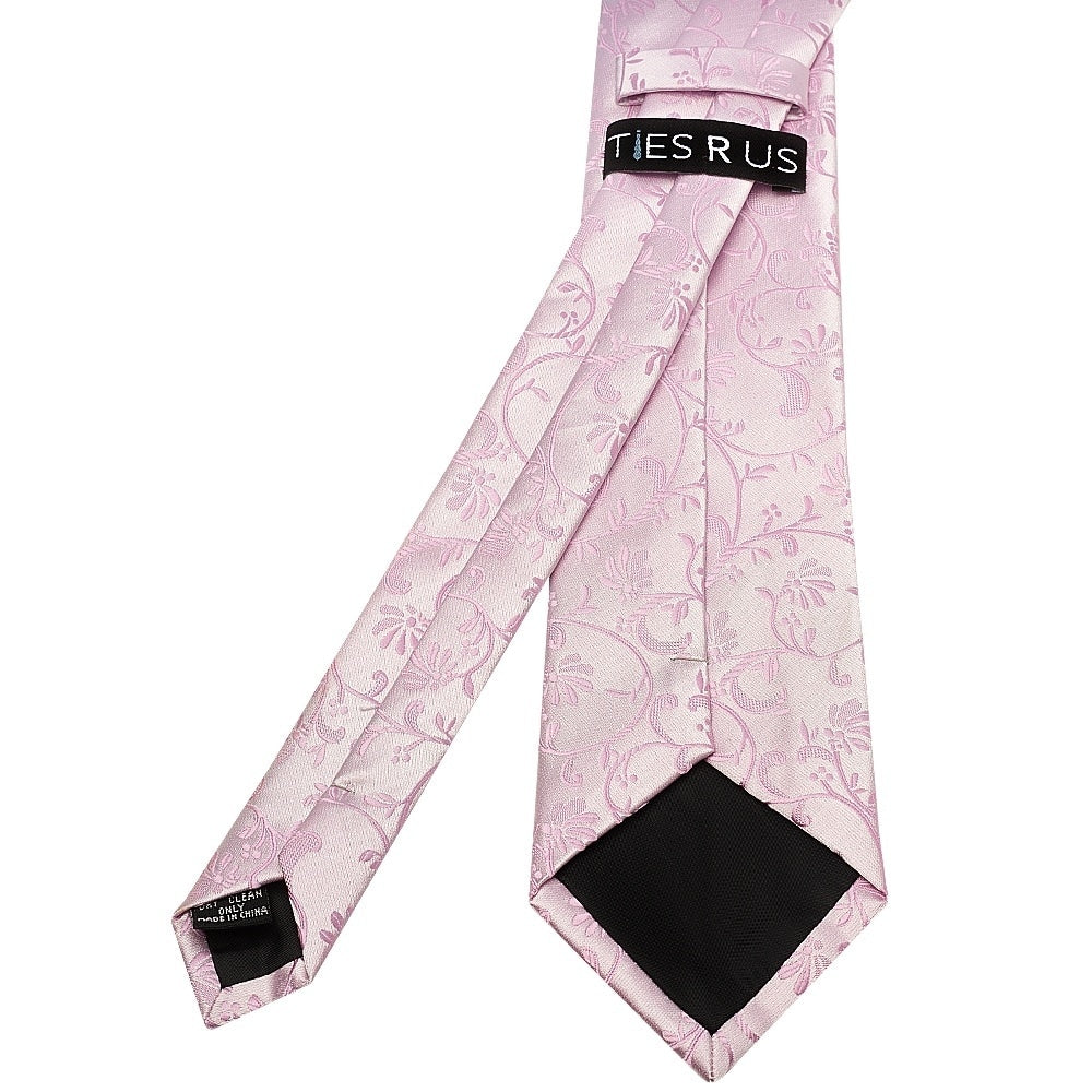 Light Dusty Pink Floral Classic Mens Tie And Pocket Square Set 4
