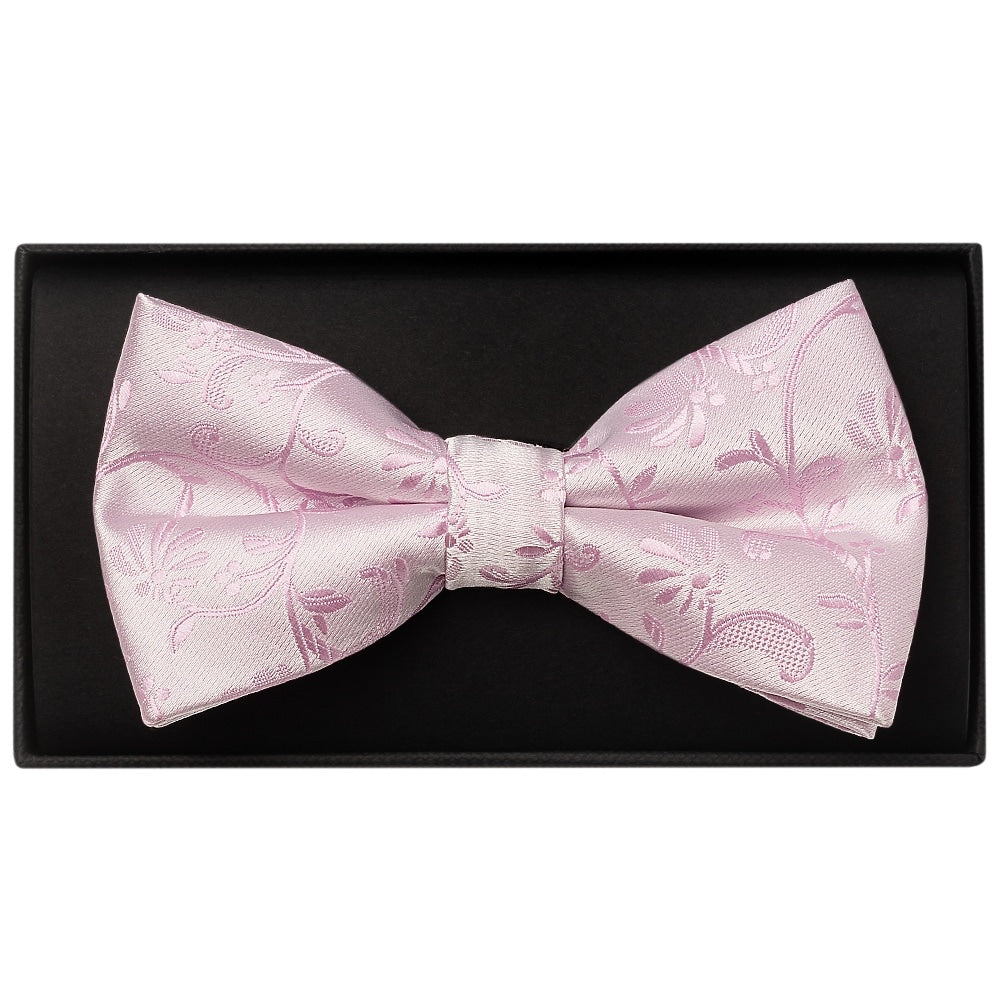 Light Dusty Pink Floral Handmade Mens Bow Tie 1