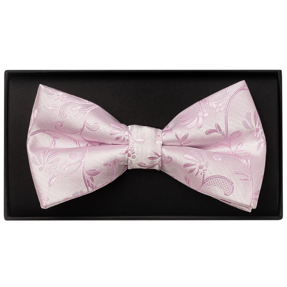 Light Dusty Pink Floral Handmade Mens Bow Tie And Pocket Square Set 2