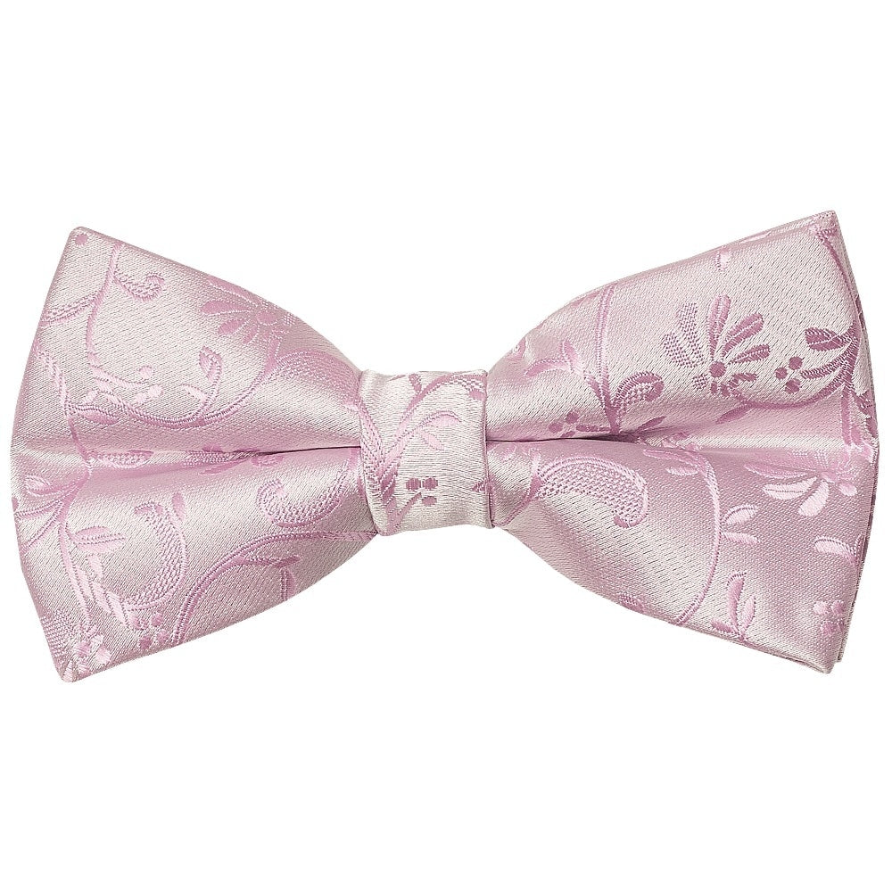 Pre Tied Light Dusty Pink Floral Boys Bow Tie And Pocket Square 2