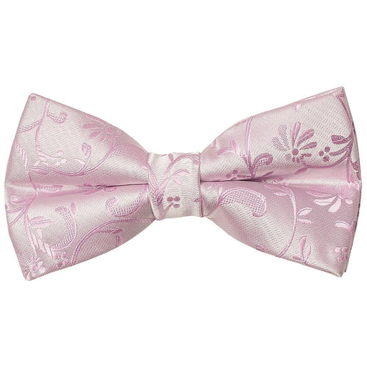 Pre Tied Light Dusty Pink Floral Boys Bow Tie And Pocket Square Set Age 4 7 2