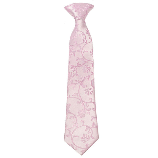Pre Tied Light Dusty Pink Floral Boys Tie Age 4 7 1