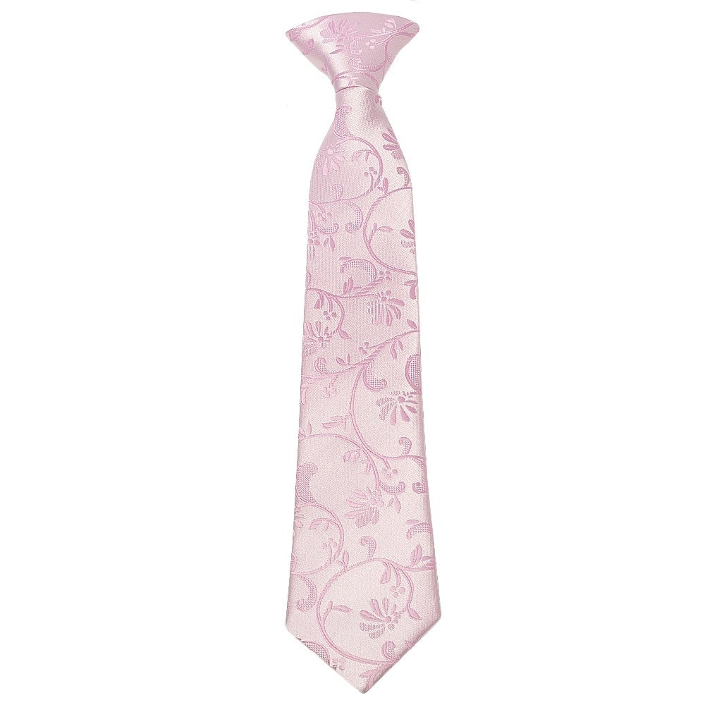 Pre Tied Light Dusty Pink Floral Boys Tie And Pocket Square Set Age 4 7 2