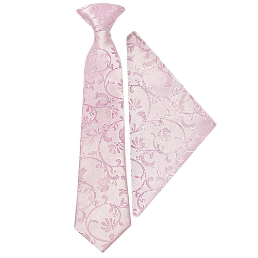 Pre Tied Light Dusty Pink Floral Boys Tie And Pocket Square Set Age 4 7 1