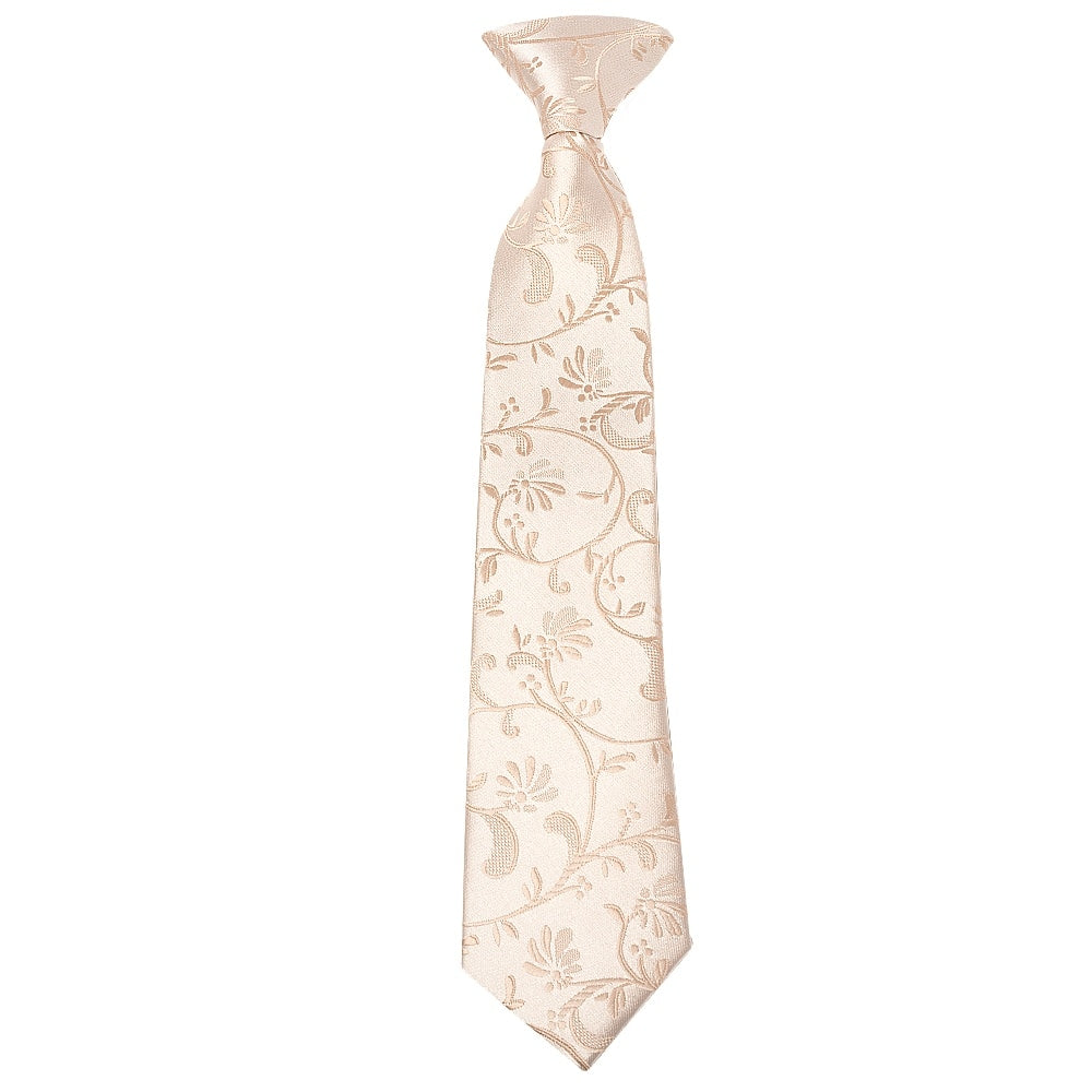 Pre Tied Nude Floral Boys Tie Age 4-7