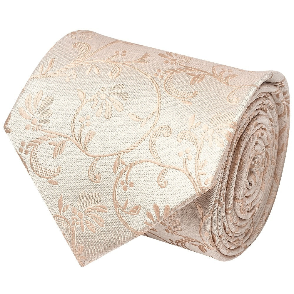 Nude Floral Classic Mens Tie And Pocket Square Set 3