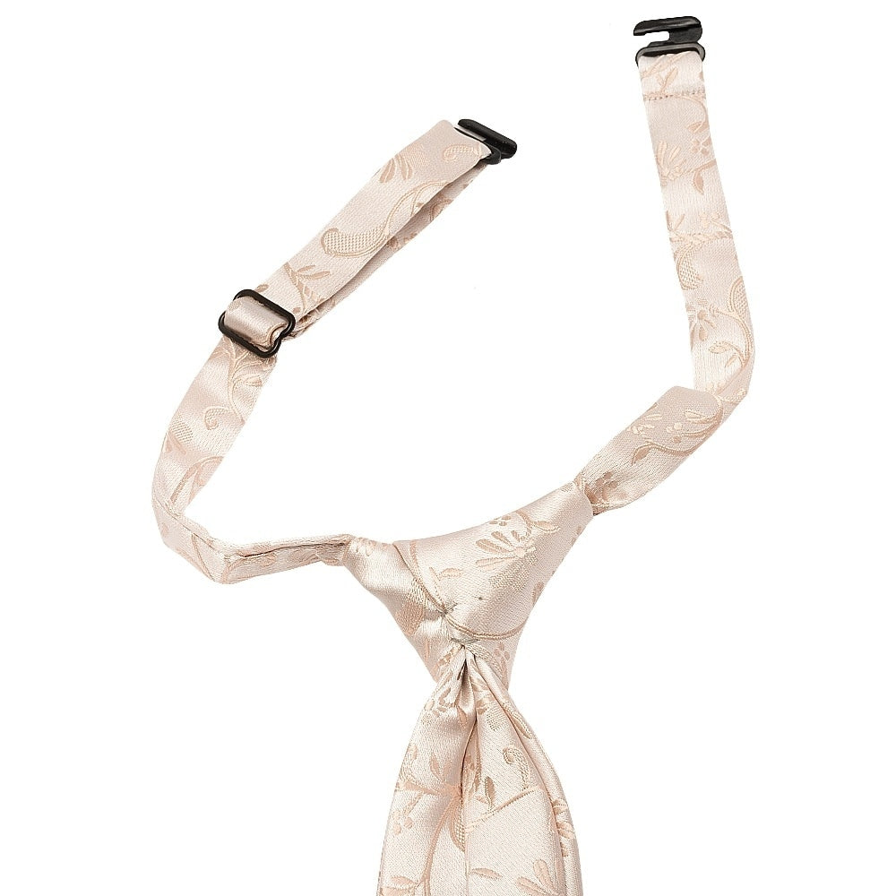 Pre Tied Nude Floral Boys Tie And Pocket Square Set Age 4 7 3