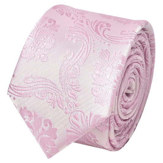 Light Dusty Pink Paisley Skinny Mens Tie