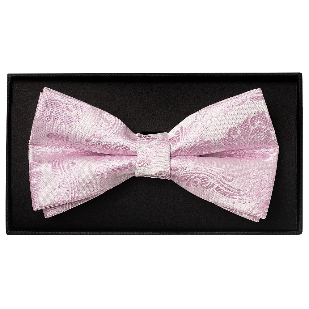 Light Dusty Pink Paisley Handmade Mens Bow Tie 1