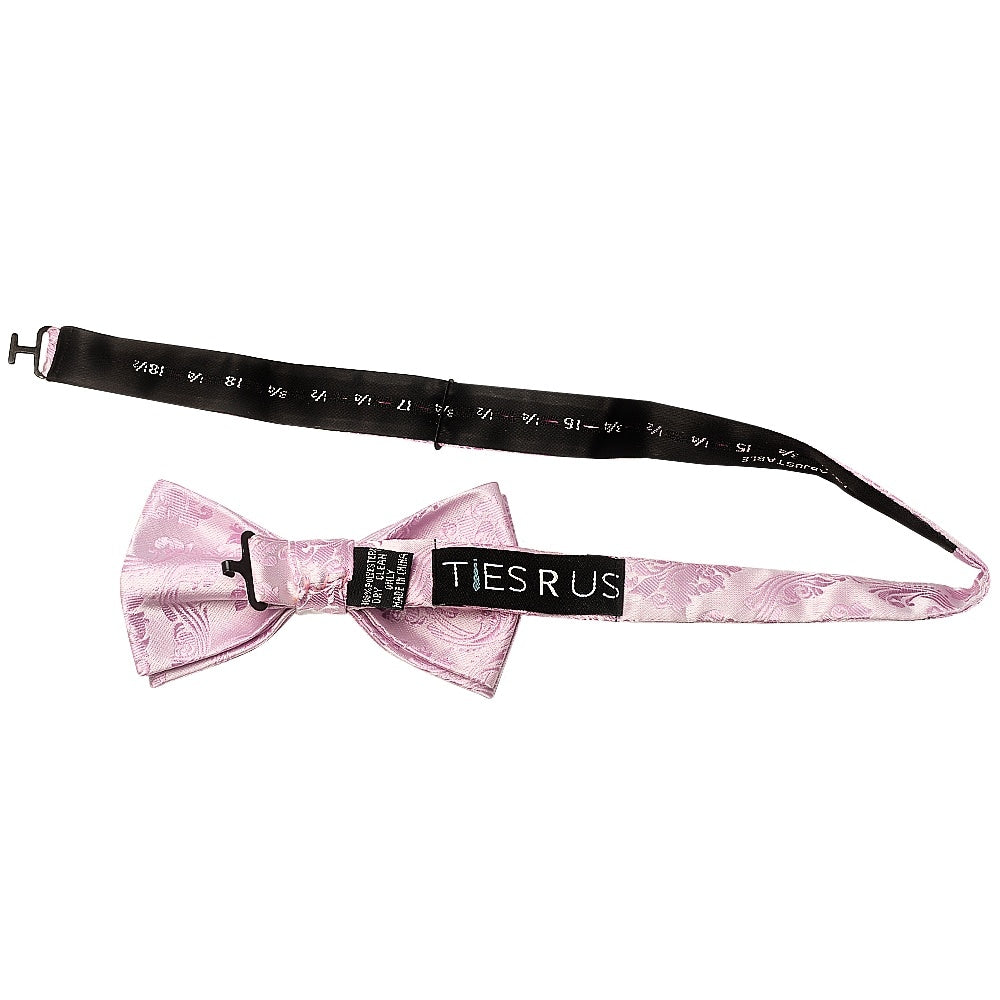 Light Dusty Pink Paisley Handmade Mens Bow Tie 2
